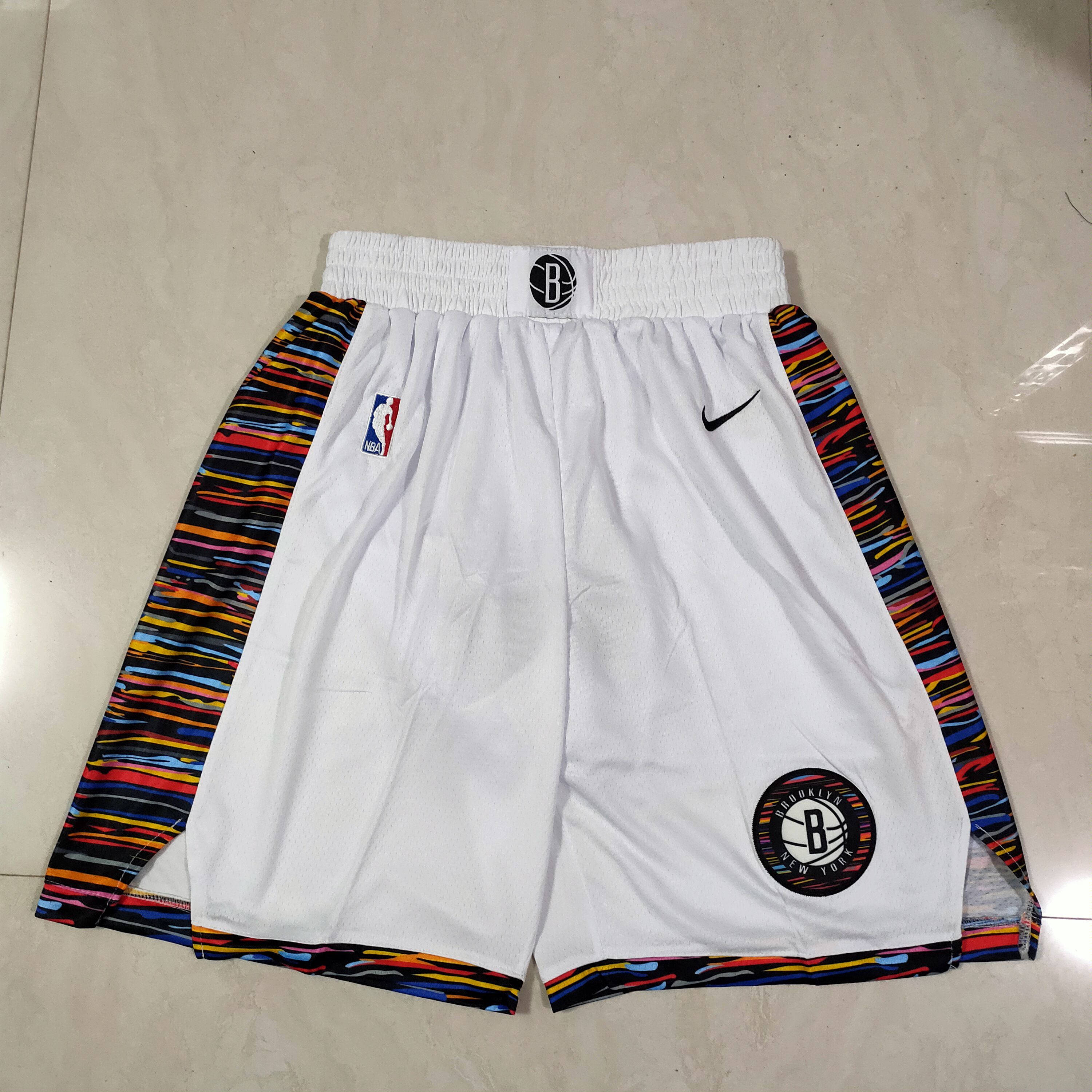 Cheap Men NBA Brooklyn Nets White Shorts 0416